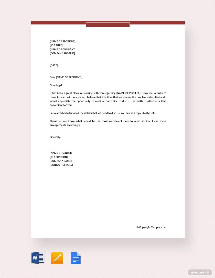 Simple Business Meeting Invitation Letter In Google Docs Pages Word 