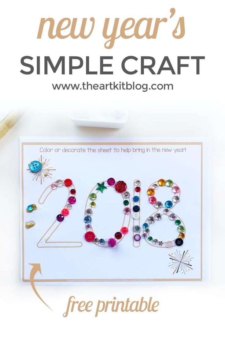 Simple New Year s Craft For Kids Free Printable Via theartkit Kids 