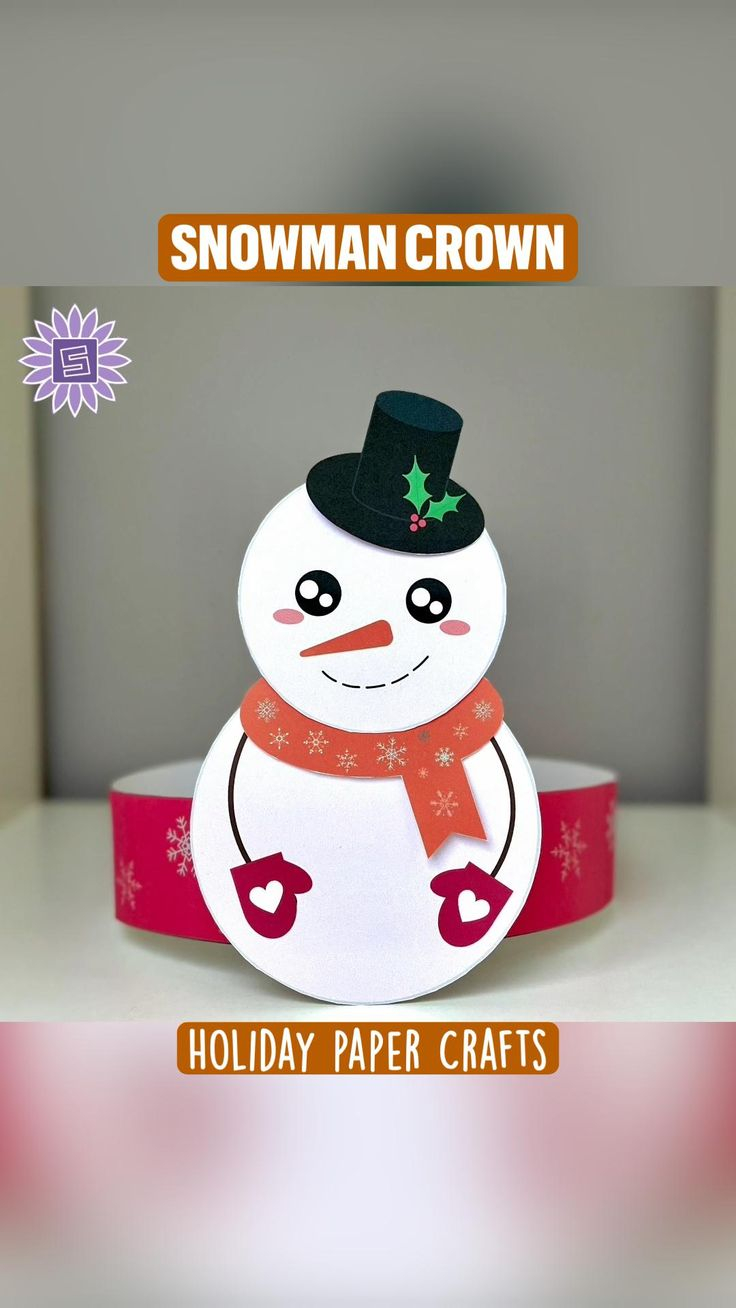 Snowman Crown Xmas Paper Hat Template Holiday Printable Activities Kids 