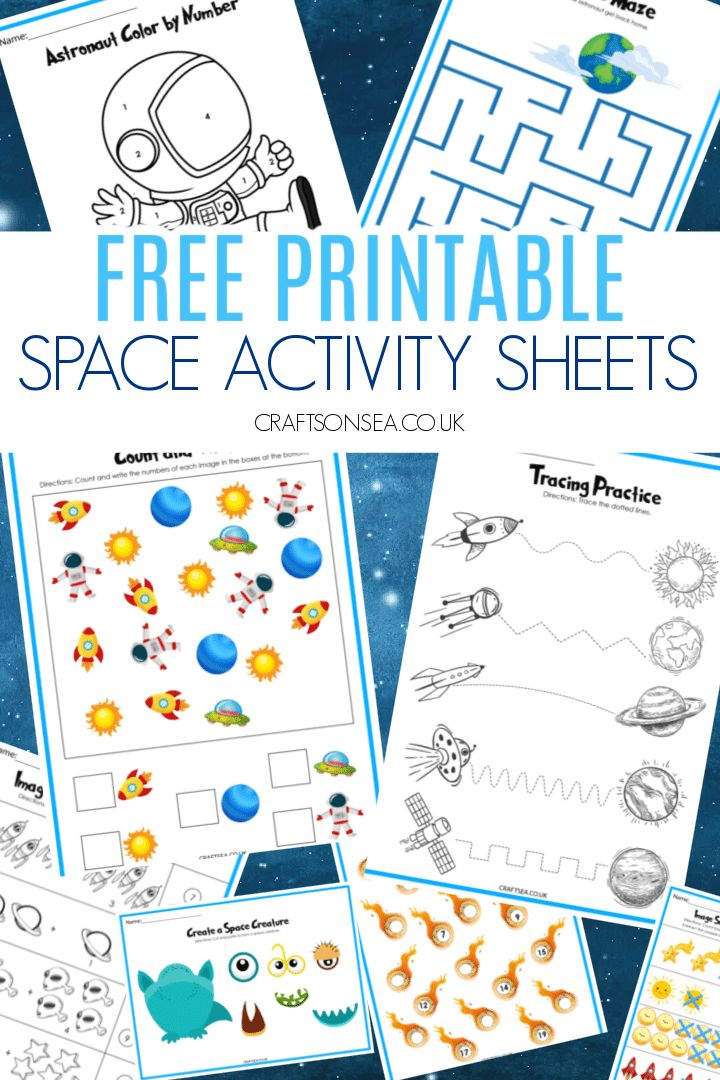Space Activity Sheets FREE Printables Crafts On Sea Space