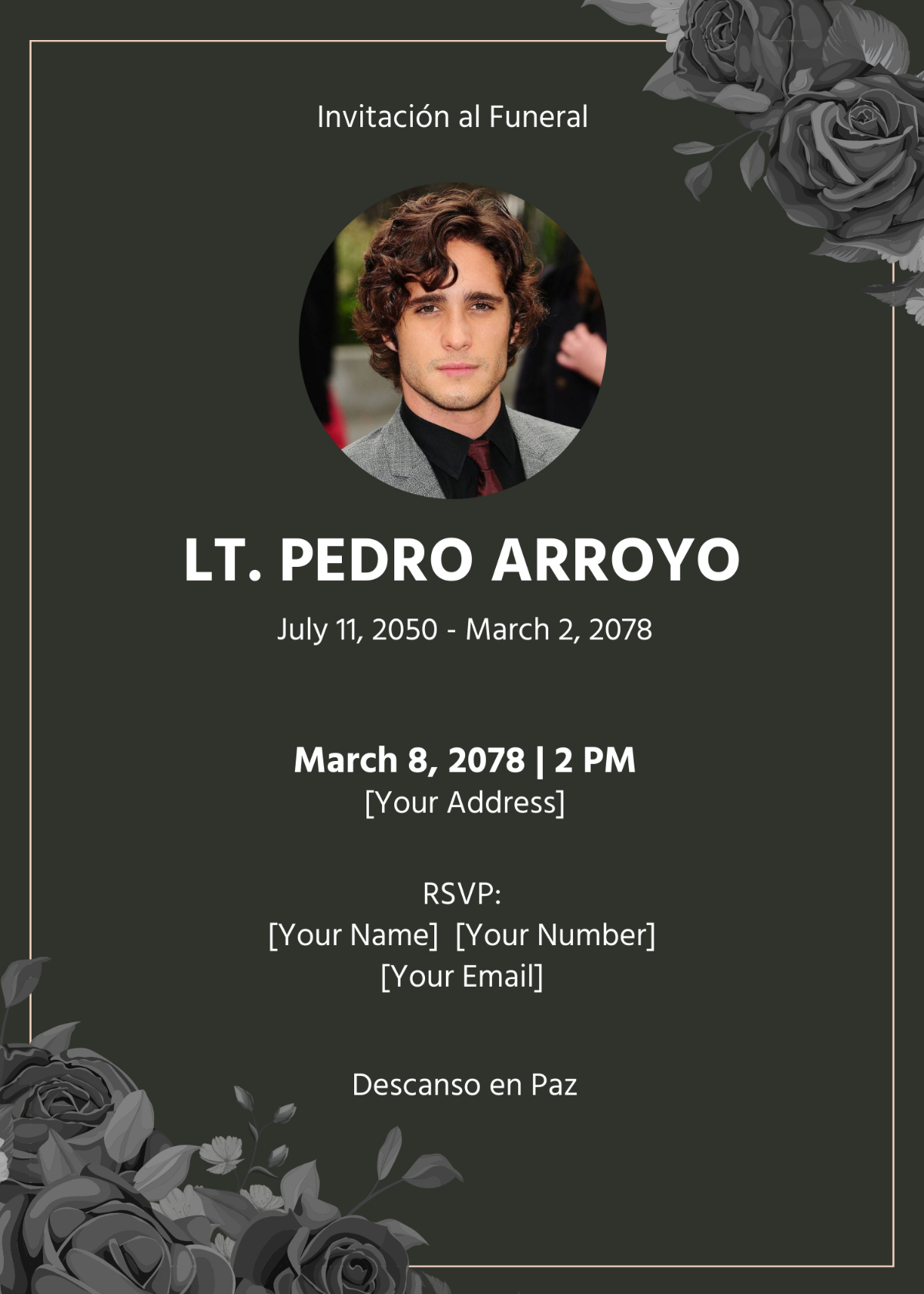 Spanish Funeral Invitation Template Template