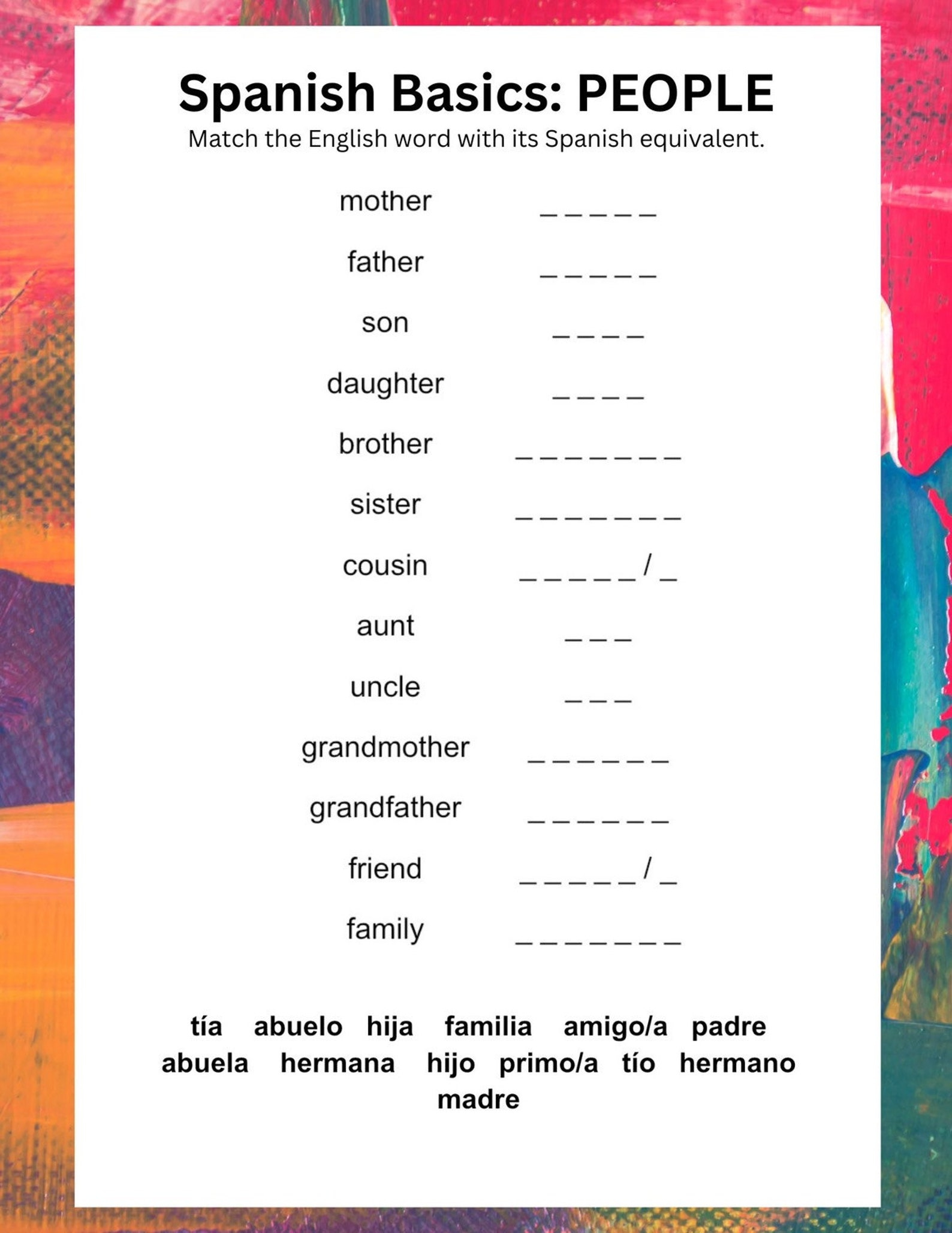 Spanish Worksheets For Kids Printable Spanish Homeschool Etsy