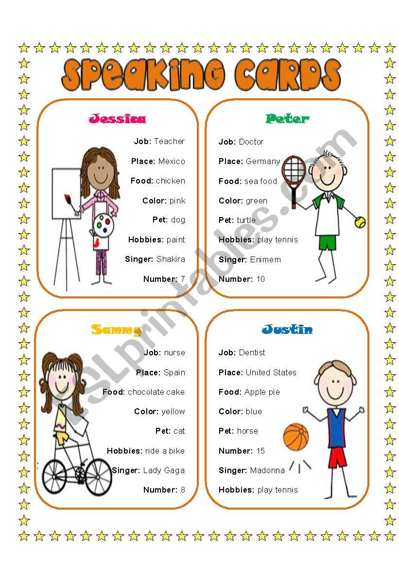 Speaking Cards 1 4 ESL Worksheet By Lupiscasu