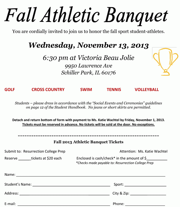 Sports Banquet Invitation Samples