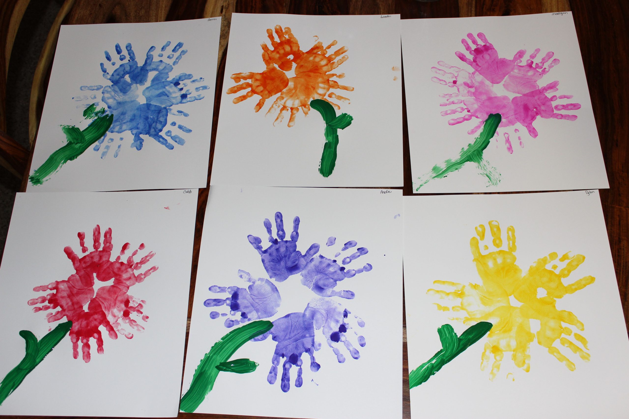 Spring Preschool Craft Hand Print Flowers Preschool Projects Daycare 