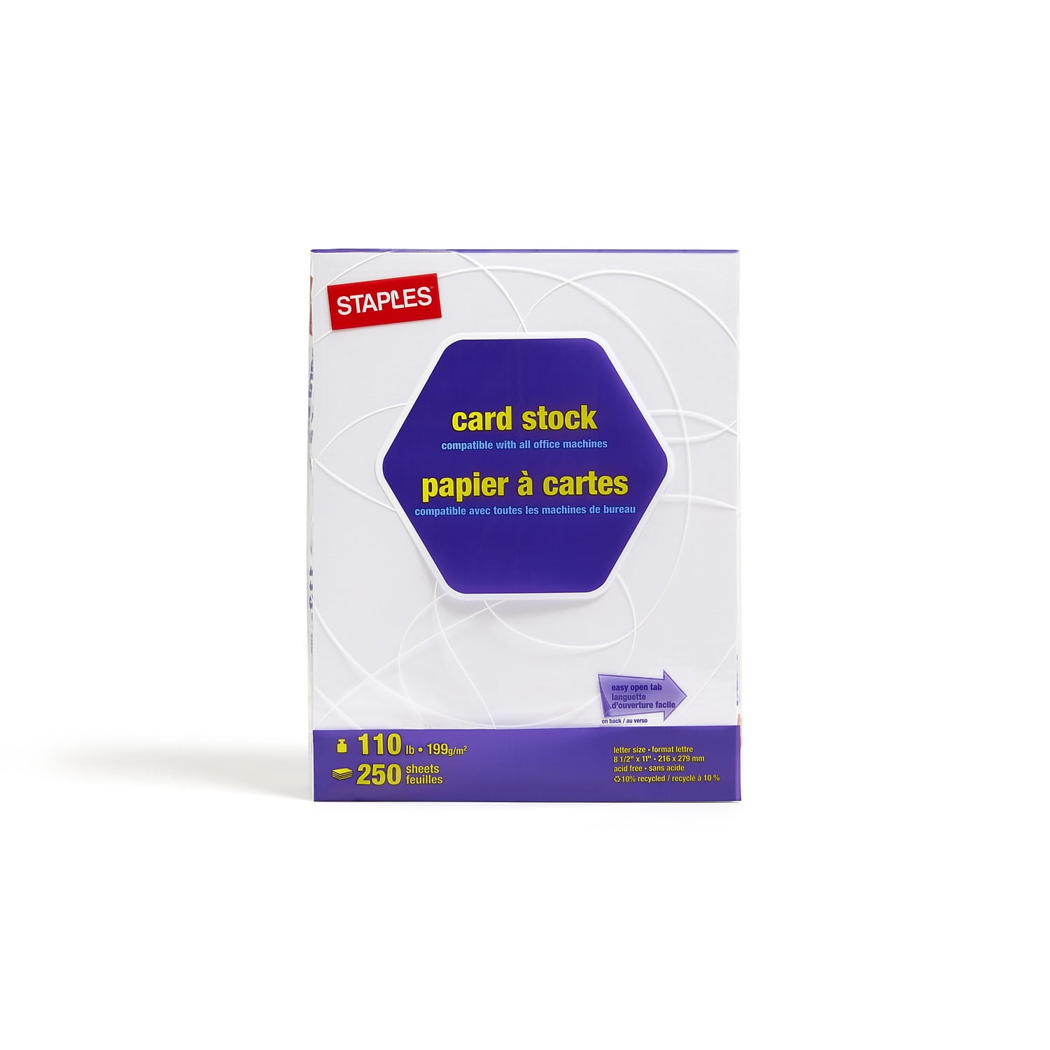 Staples Cardstock Paper 110 Lbs 8 5 quot X 11 quot White 250 Pack 49701 