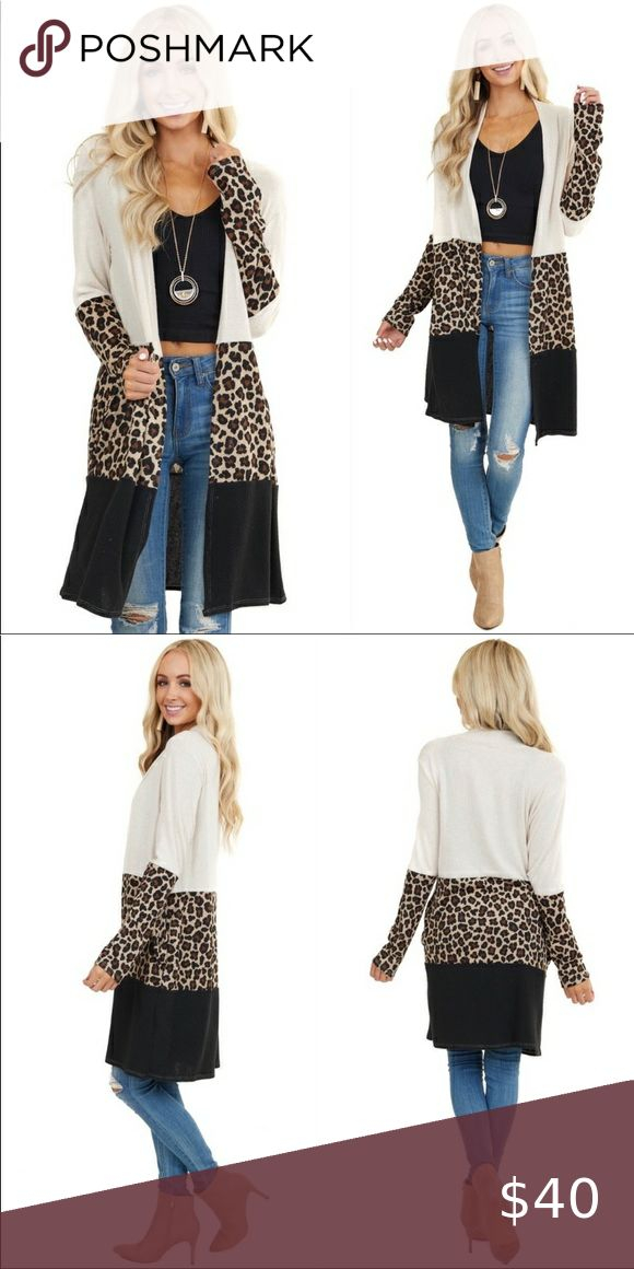 Taupe Colored Animal Print Cardigan