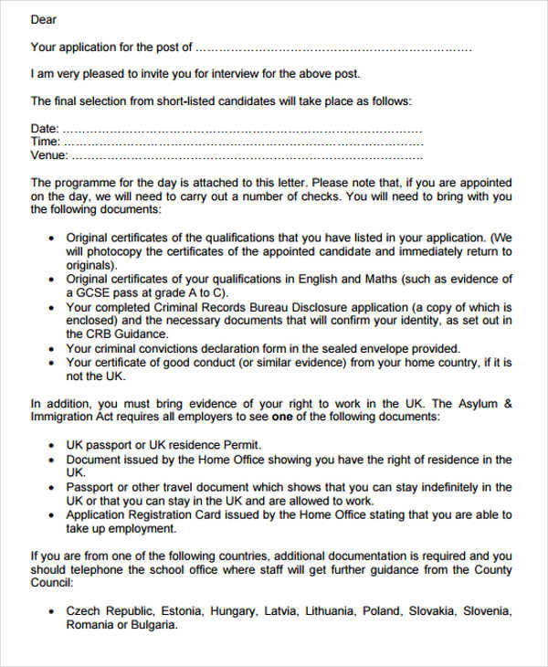 Template Invitation Job Interview At Alice Henderson Blog