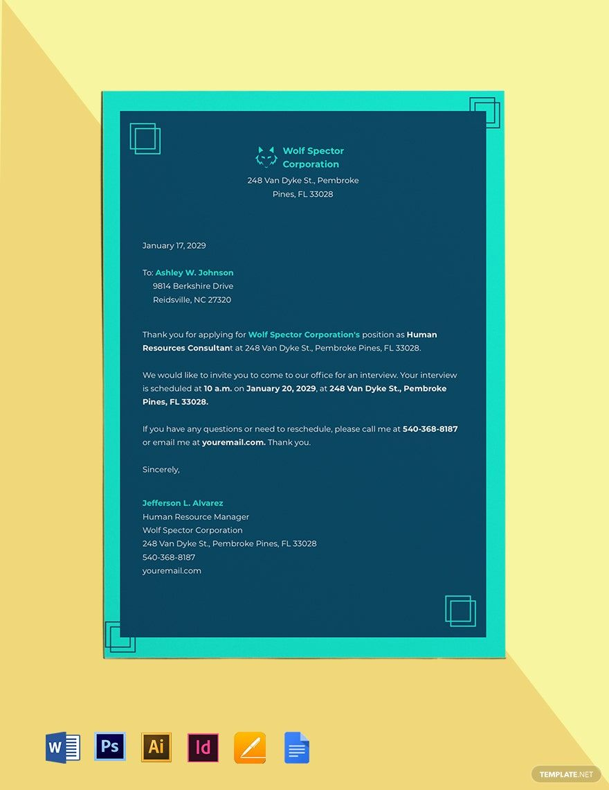 template invitation job interview