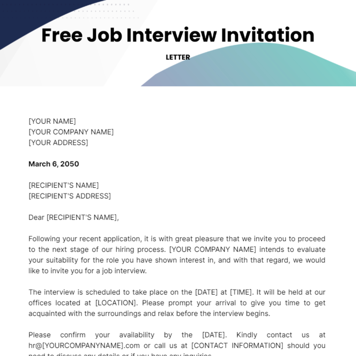 Template Invitation Job Interview At Alice Henderson Blog