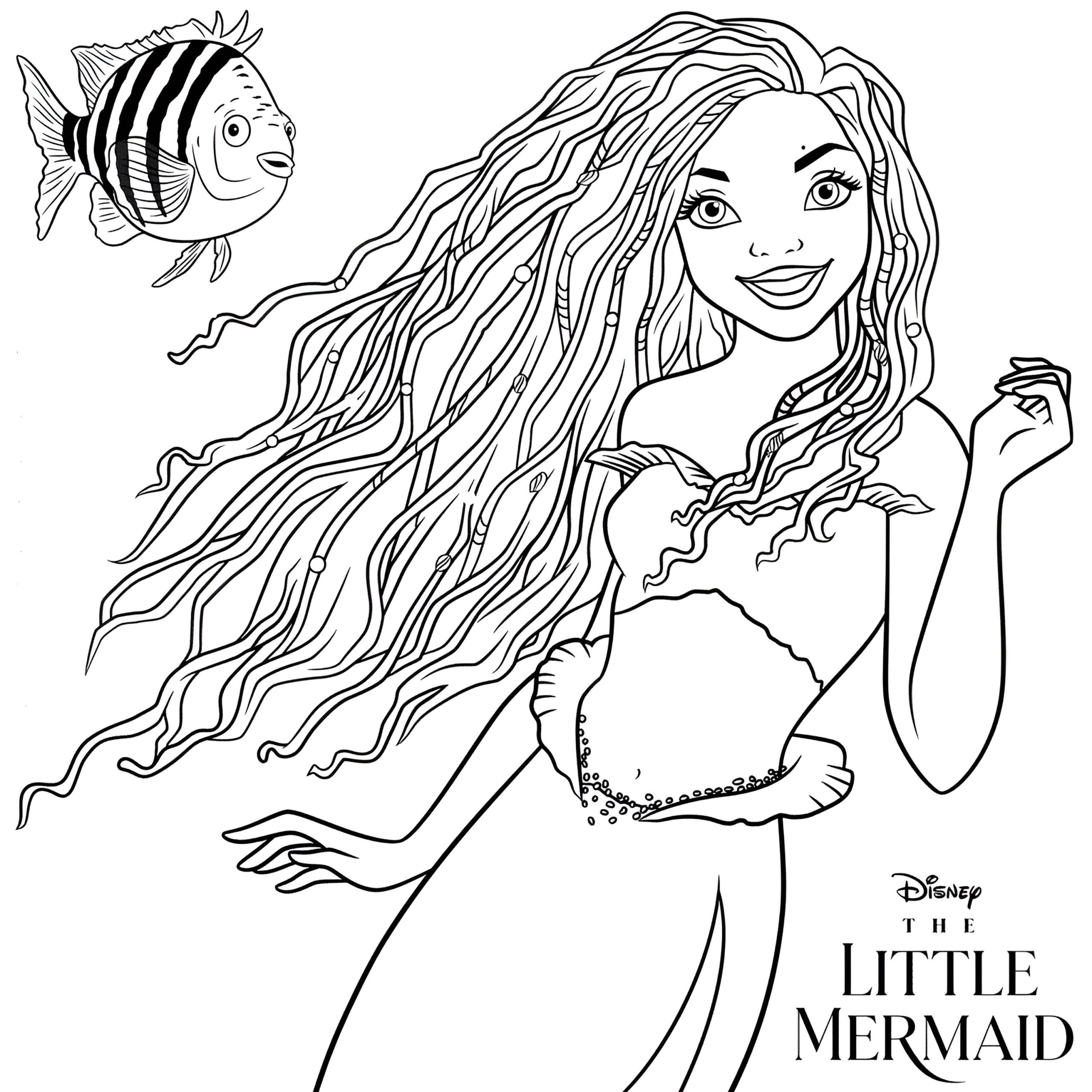 The Little Mermaid 2023 Coloring Pages Halle Bailey As Ariel 