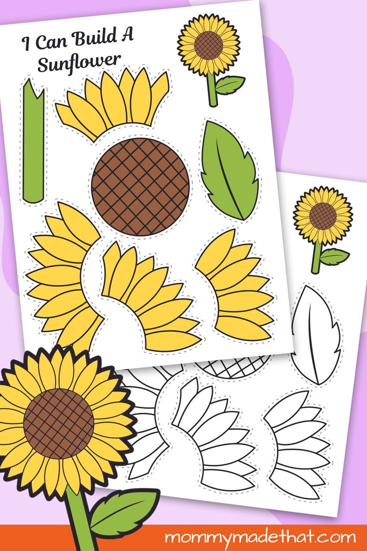 The Printable Sunflower Cutout Is Shown On Top Of A Purple Background 