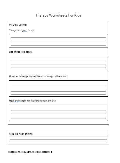 Therapy Worksheets For Kids HappierTHERAPY