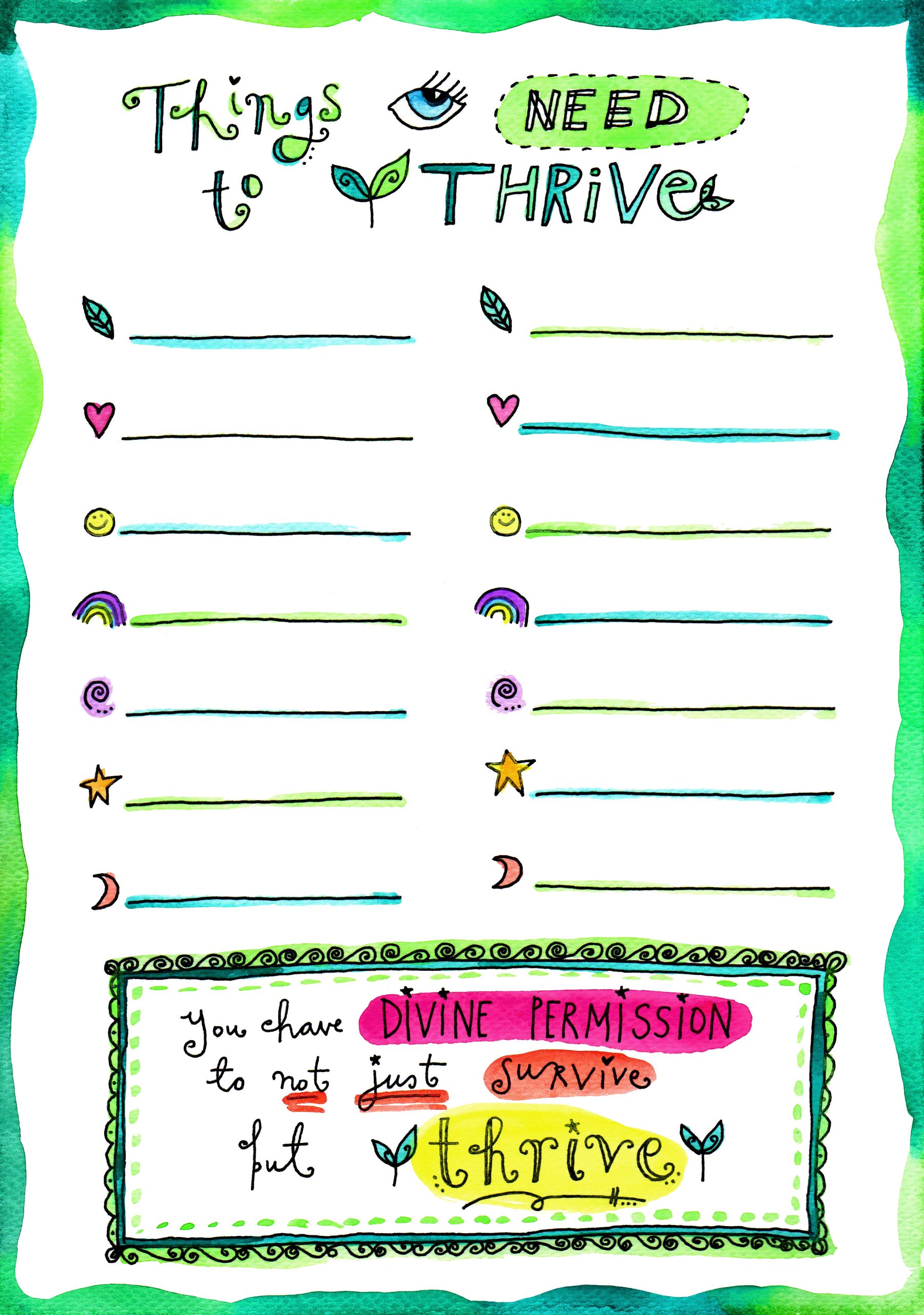 Things You Need To Thrive A Printable Worksheet Leonie Dawson 