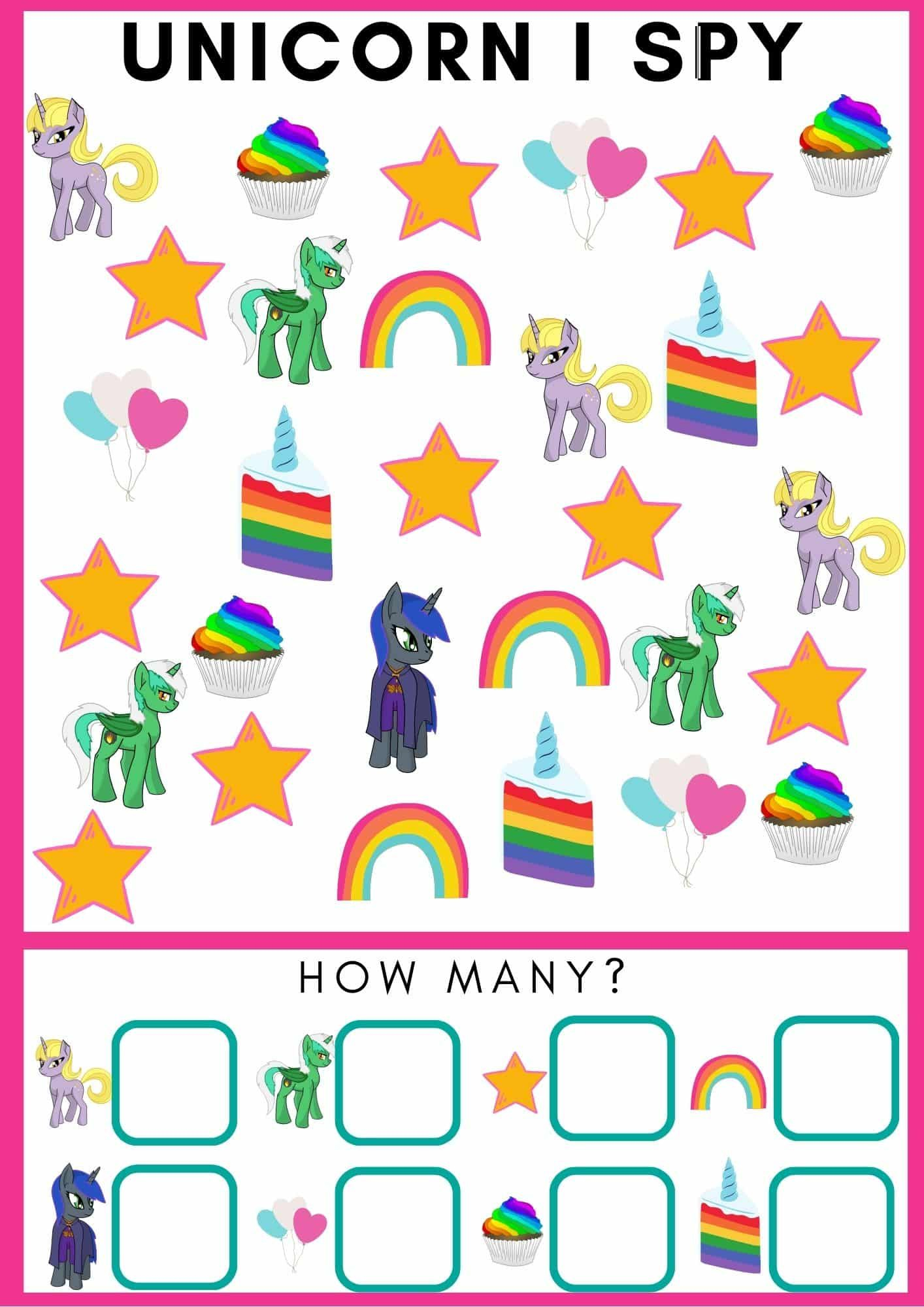 Unicorn I Spy Sheet Free PDF Children 39 s Unicorn Activity Sheet 