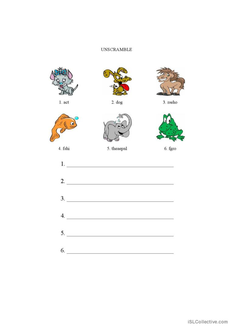 Unscramble Animal Names English ESL Worksheets Pdf Doc