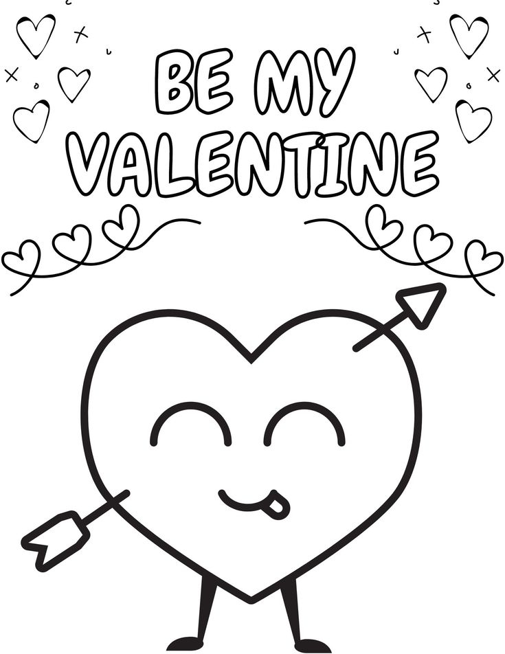 Valentine 39 s Day Coloring Pages For Kids With Hearts And Arrows