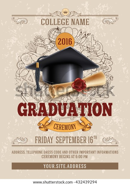 Vector Template Announcement Invitation Graduation Ceremony Stock 