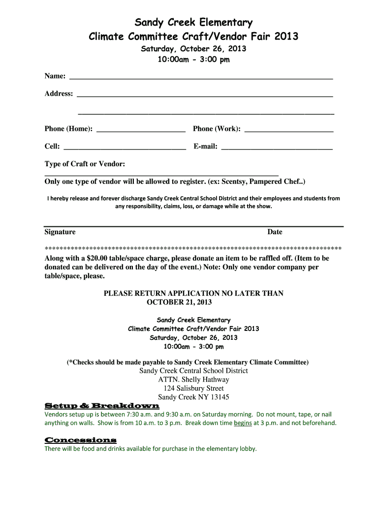 Vendor Fair Application Template