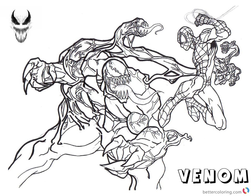 Venom Coloring Pages Spiderman Fight Against Venom Free Printable 