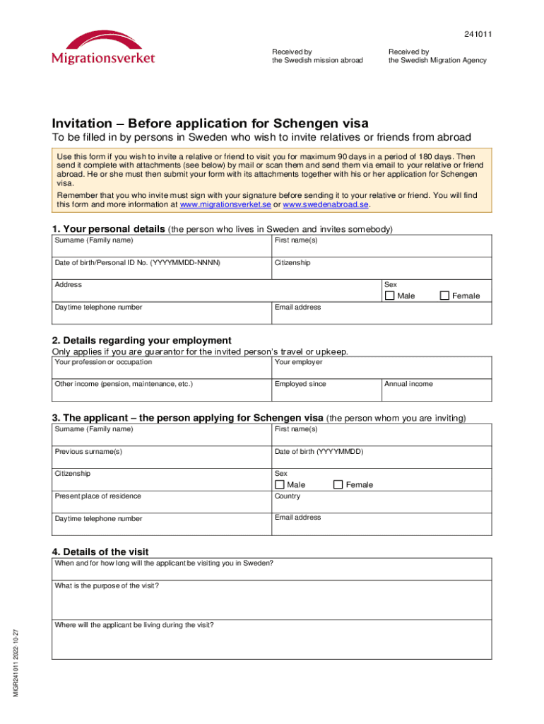 Visa Sweden Application Fill Out Sign Online DocHub