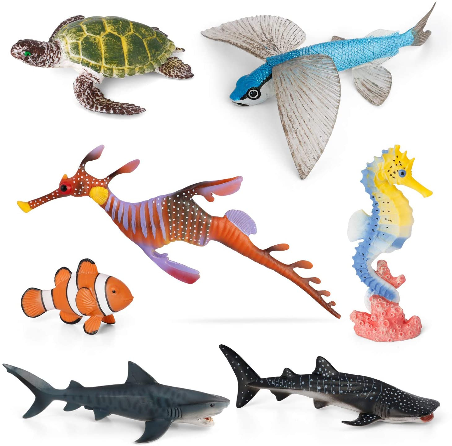 Volnau Sea Creature Toys 7PCS Indian Ocean Animal Figurines Shark Toys 