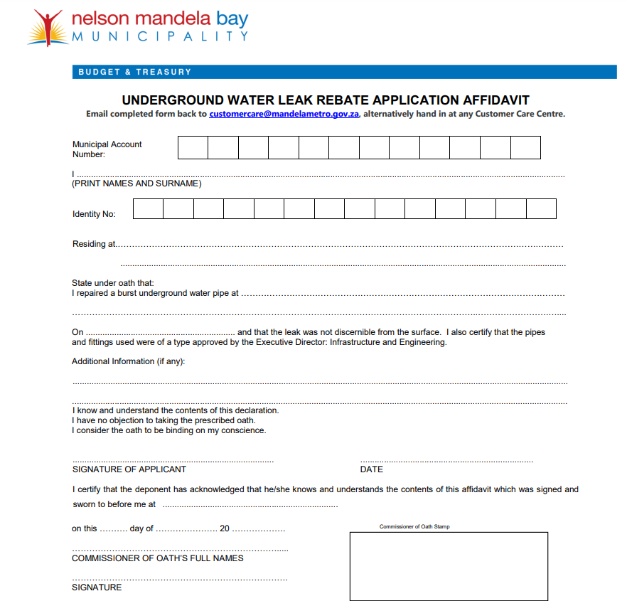 Water Leak Rebate Form
