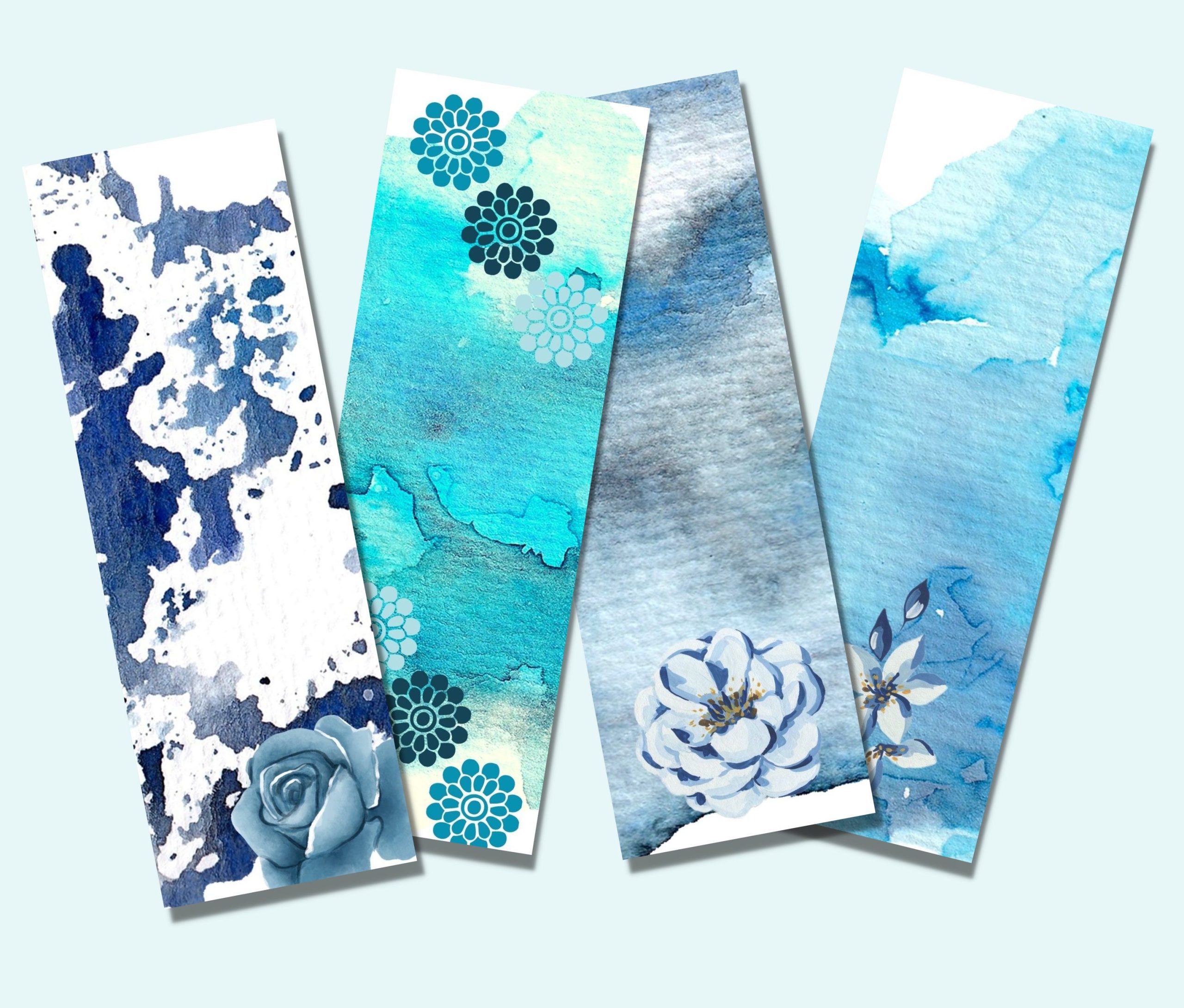 Watercolor Bookmark Set Of 4 Printable Bookmarks Template Printable 