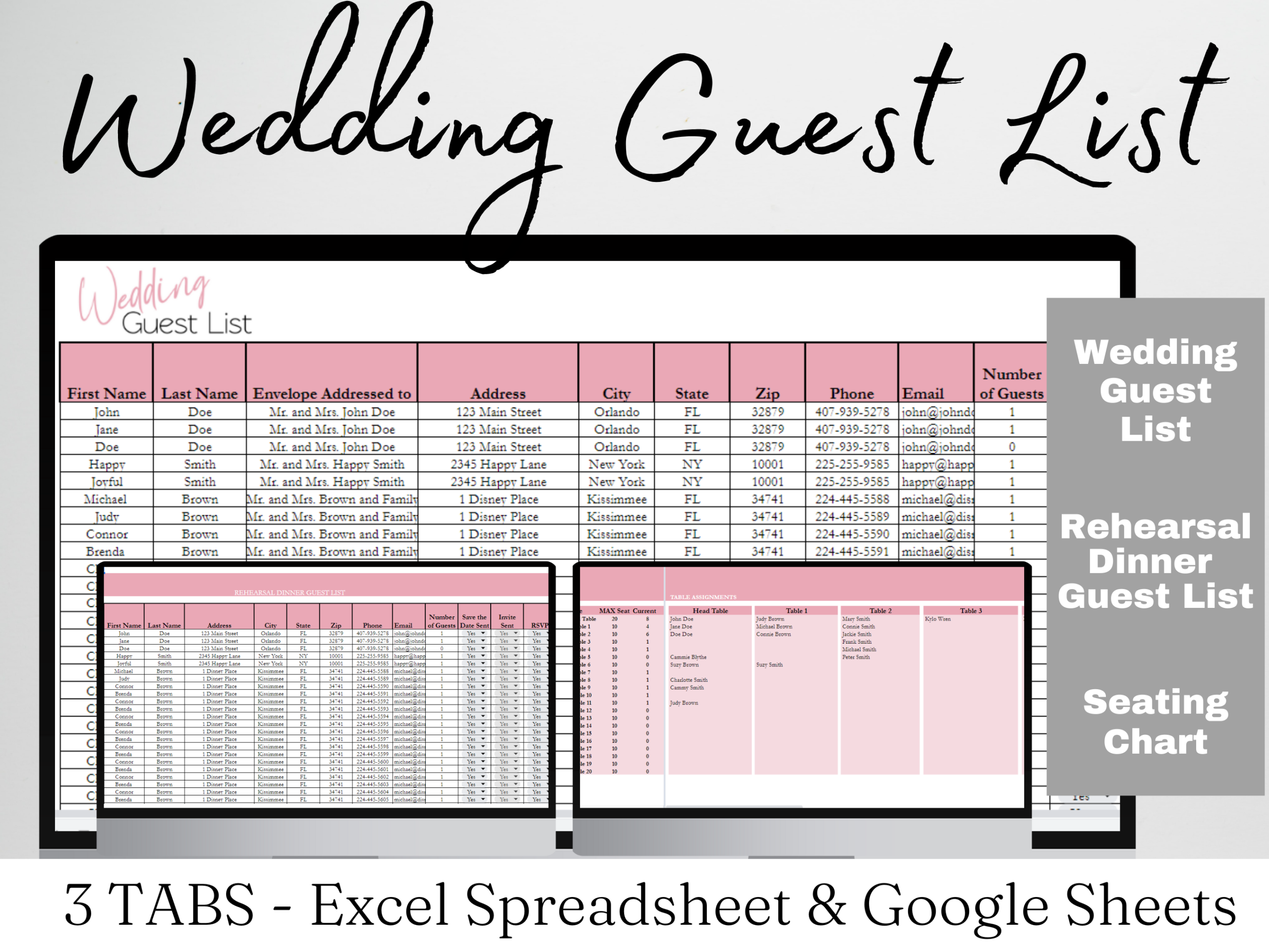 Wedding Guest List Template Google Sheets Content Calendar Template
