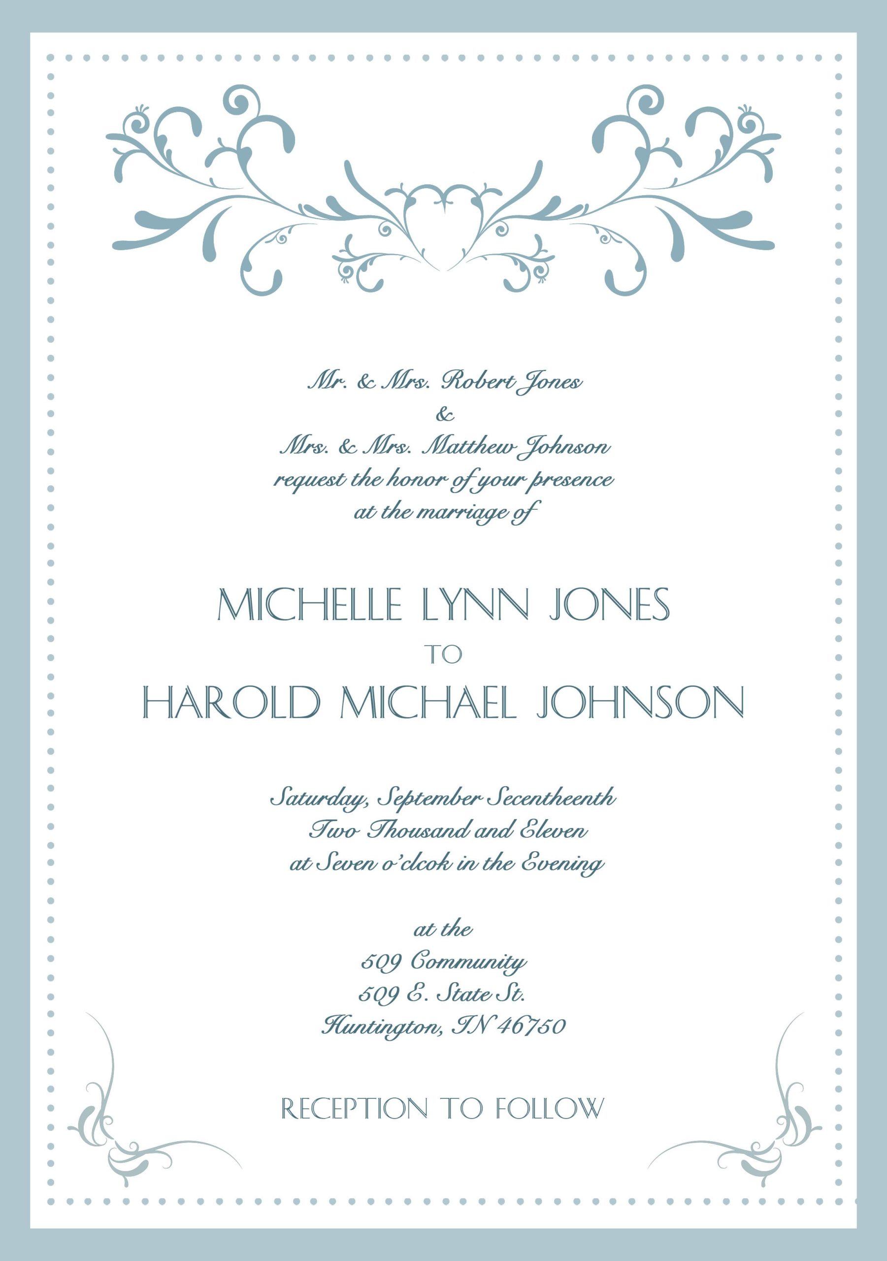 Wedding Invitation Card Template Word