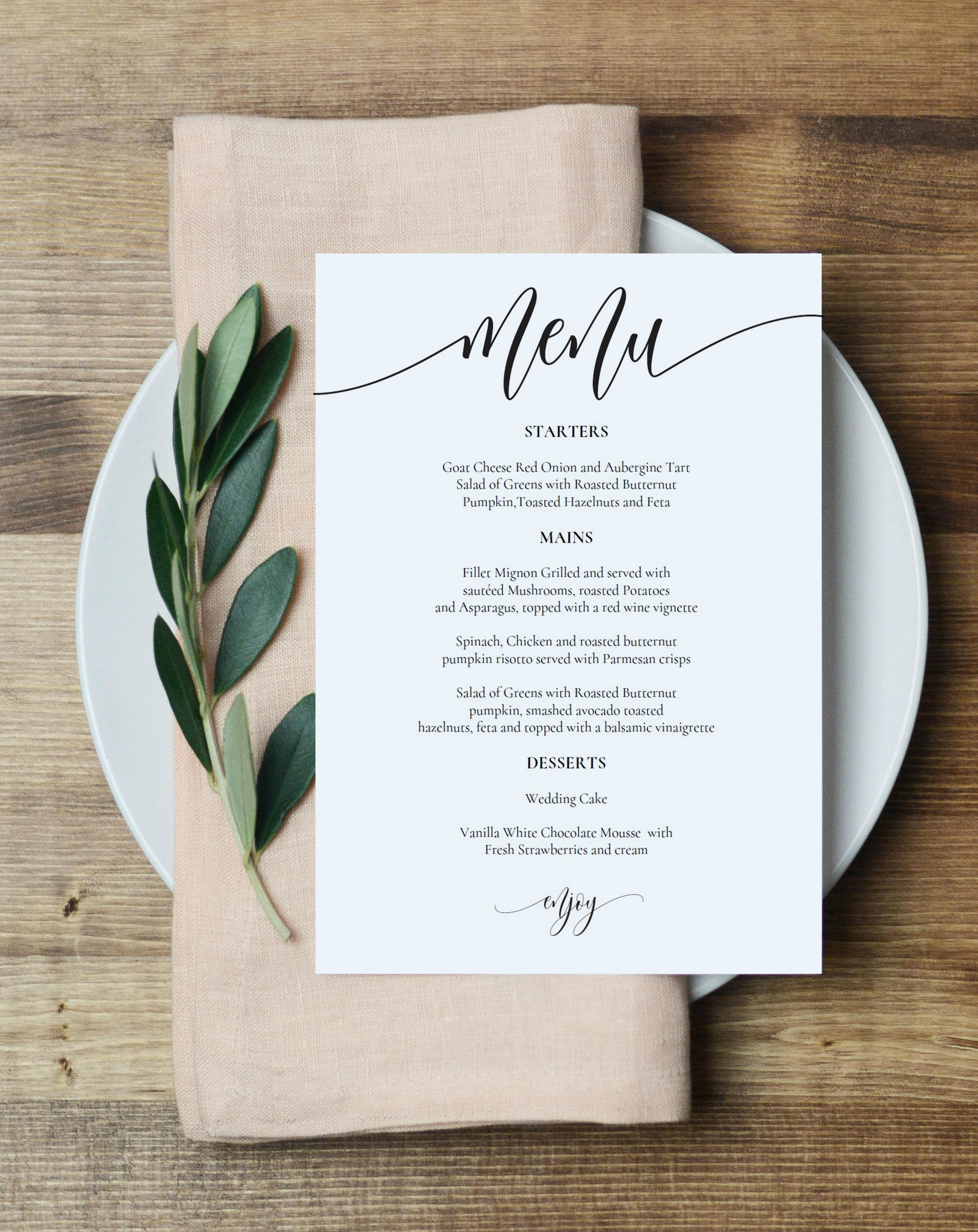 printable menu cards
