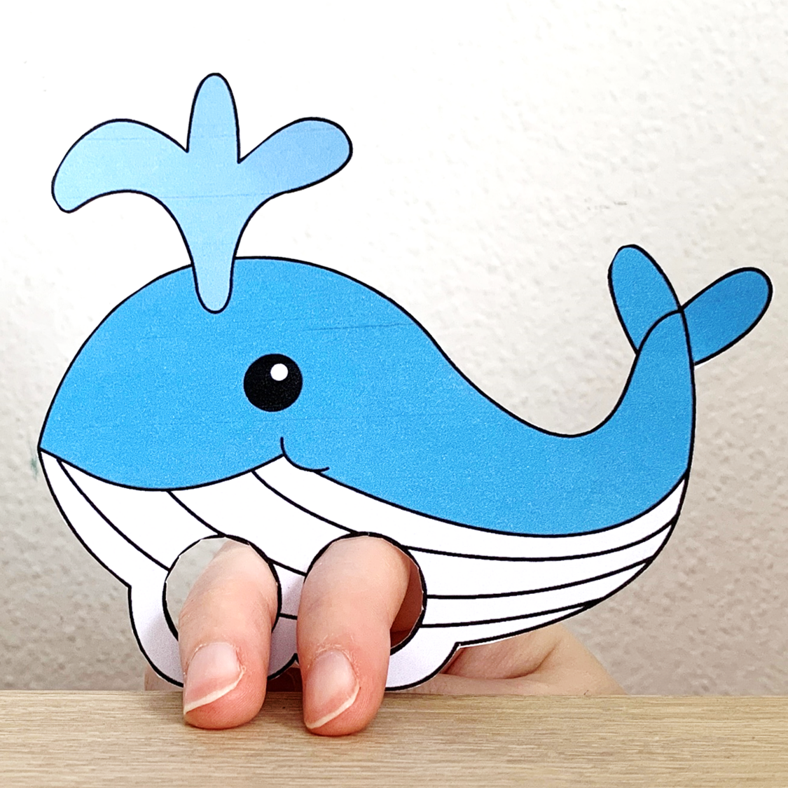 Whale Finger Puppet Printable Sea Ocean Animal Coloring Paper Craft 