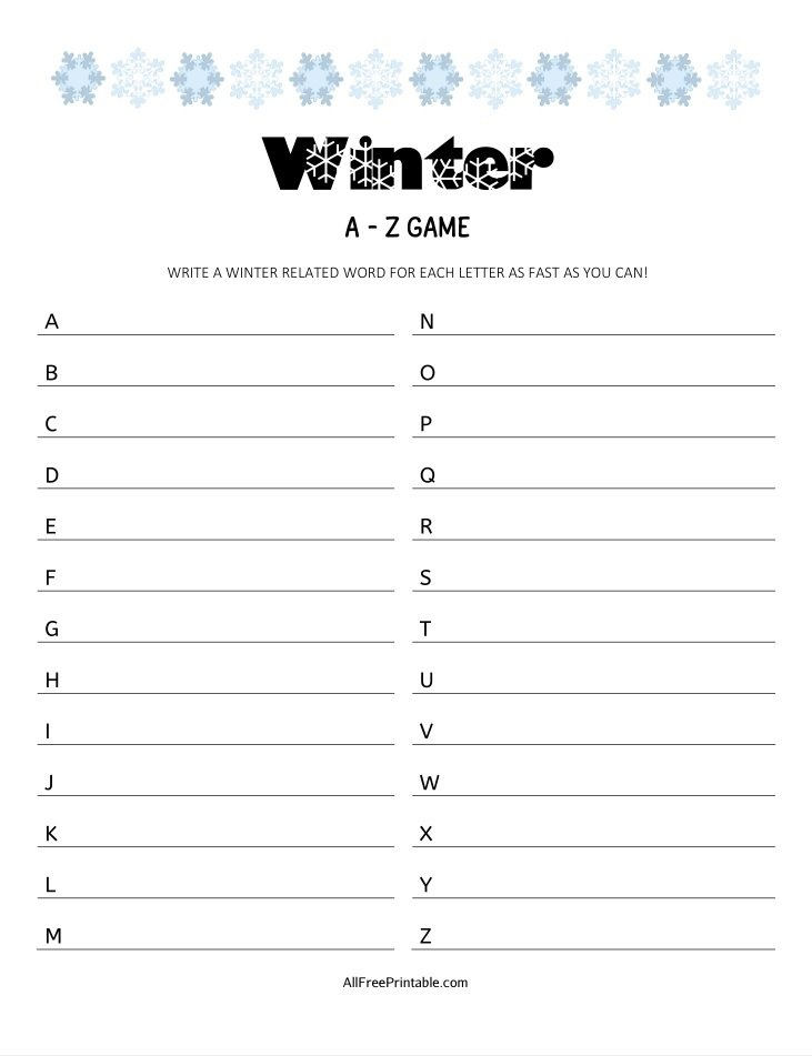 Winter Activities Free Printable