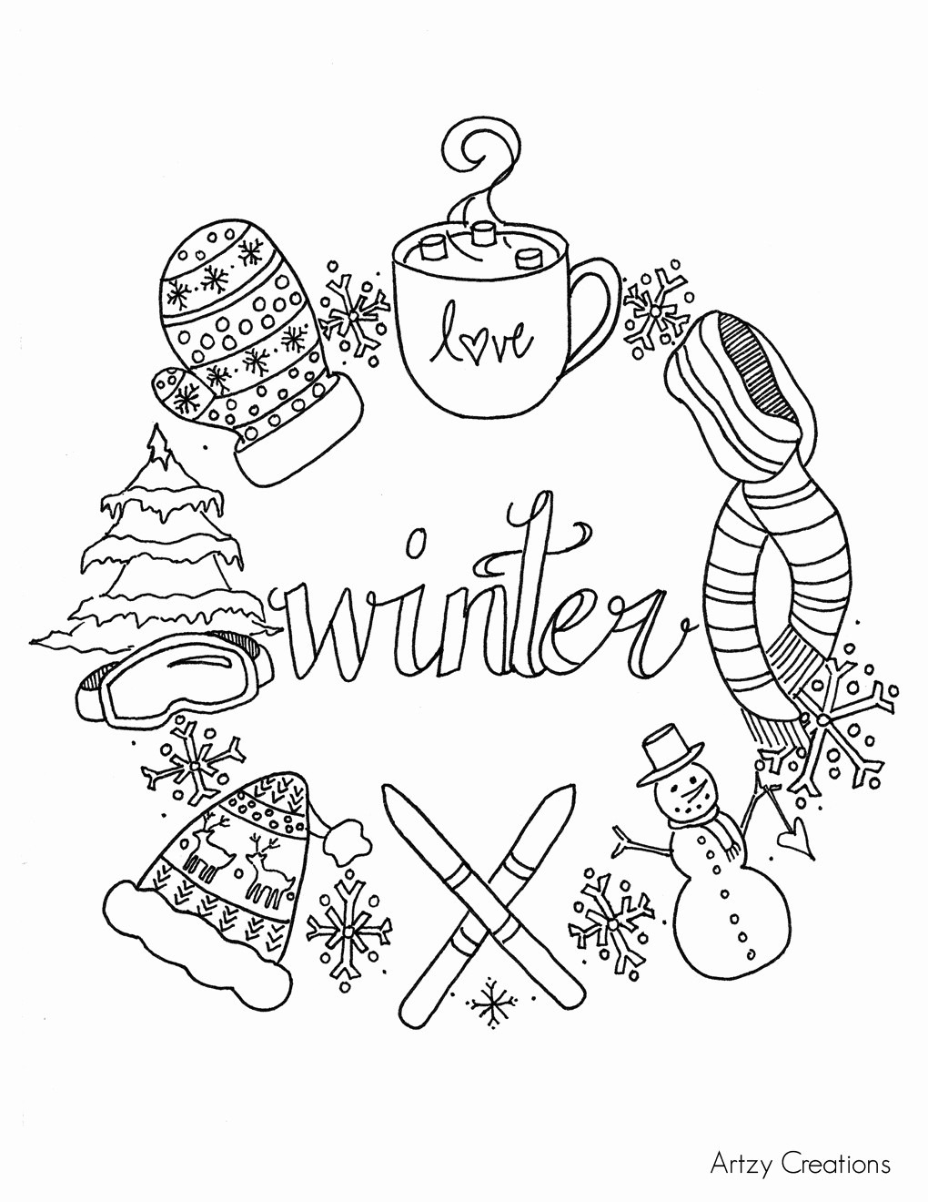 free printable coloring pages for adults winter