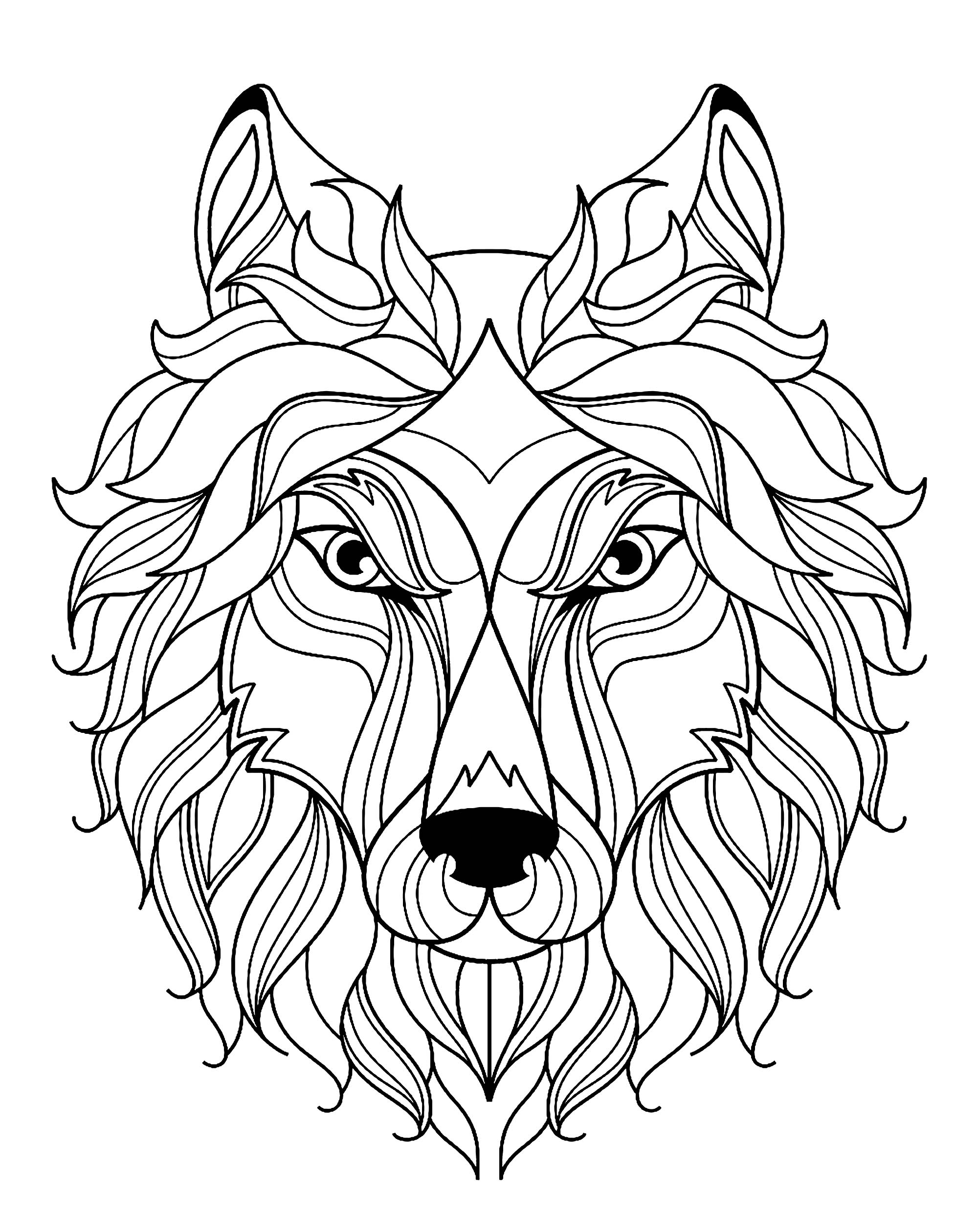 printable coloring wolf