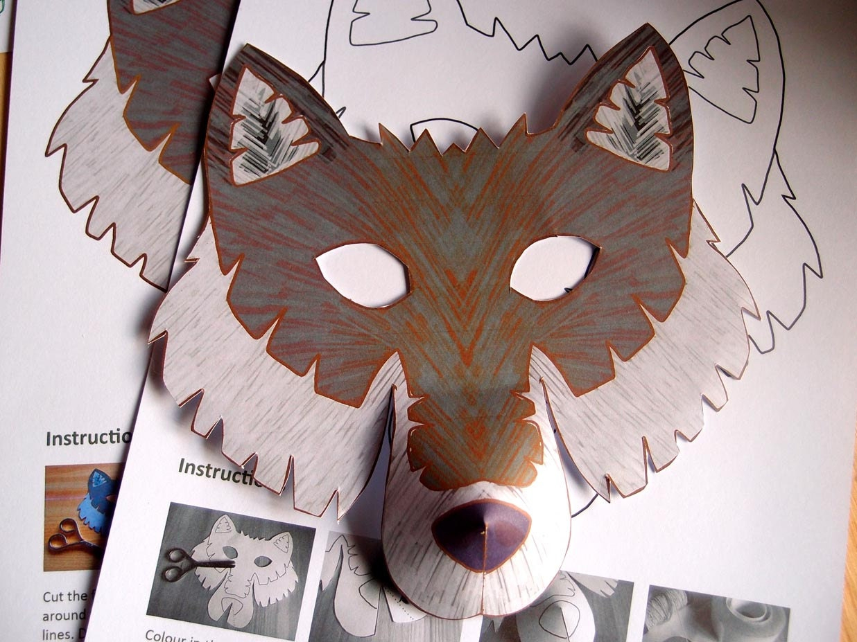 Wolf Mask Printable Craft Kit Kid 39 s Craft Activity