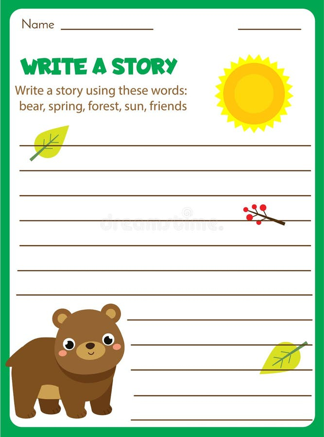 Writing Prompt For Kids Blank Educational Children Page Stock Vector Illustration Of Activity 
