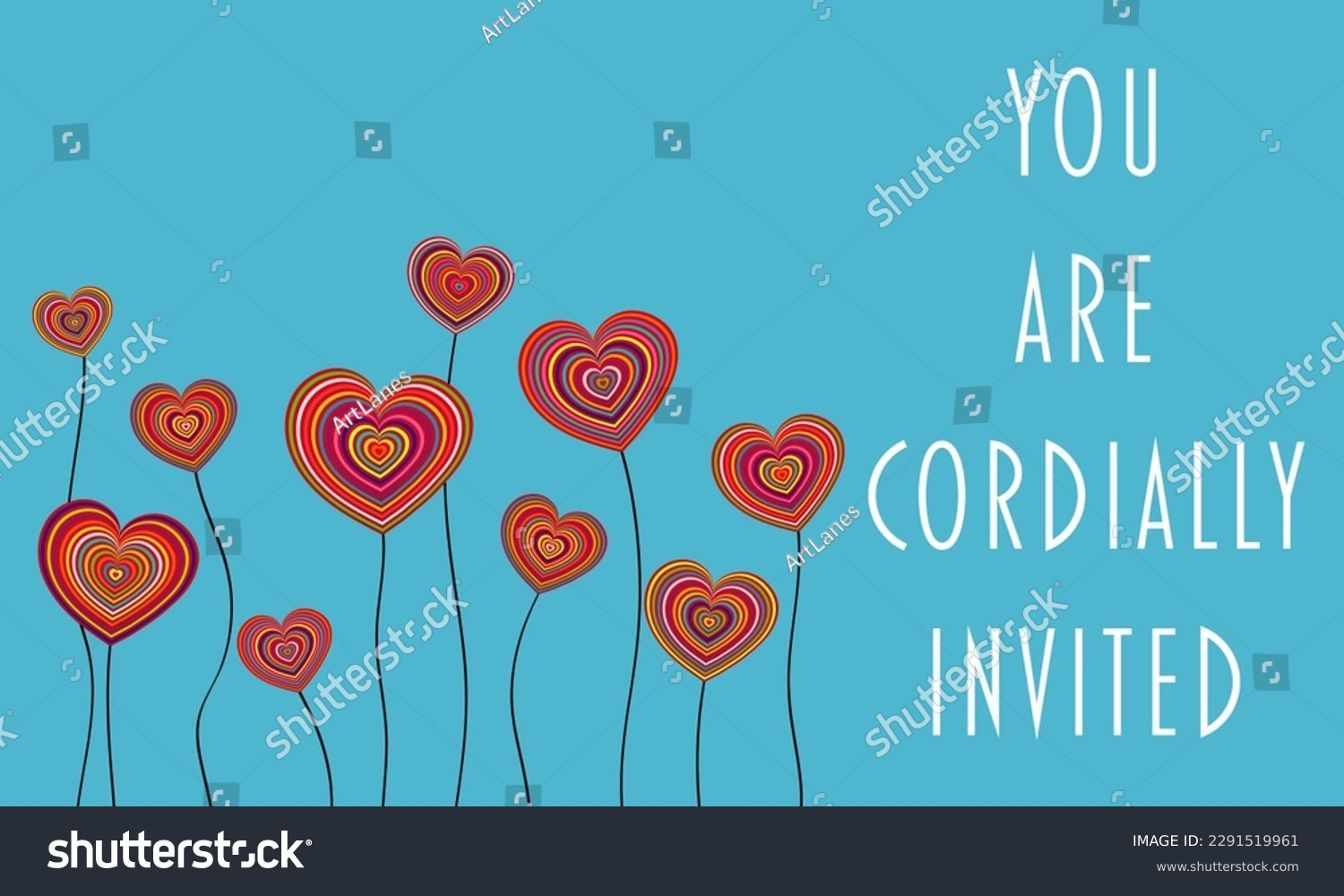 You Cordially Invited Invitation Card Colorful Stock Vector Royalty 