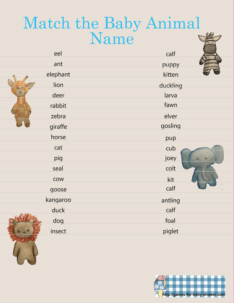 Zoo Animal Matching Game Printable Printable Word Searches